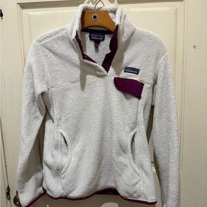 Patagonia Cream and Purple Fleece Jacket